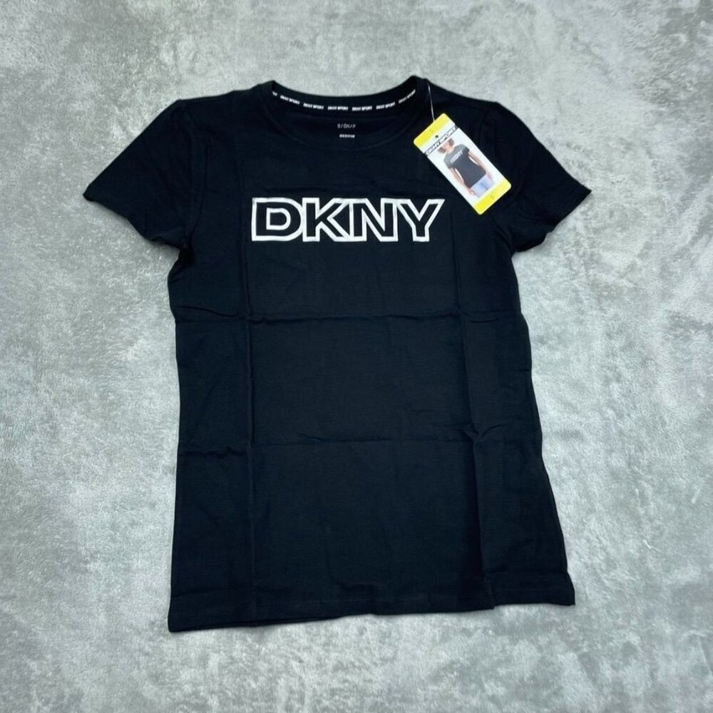 DKNY Sport Black Logo Shirt S Cotton Blend Short Sleeve d0037 - Picture 1 of 7
